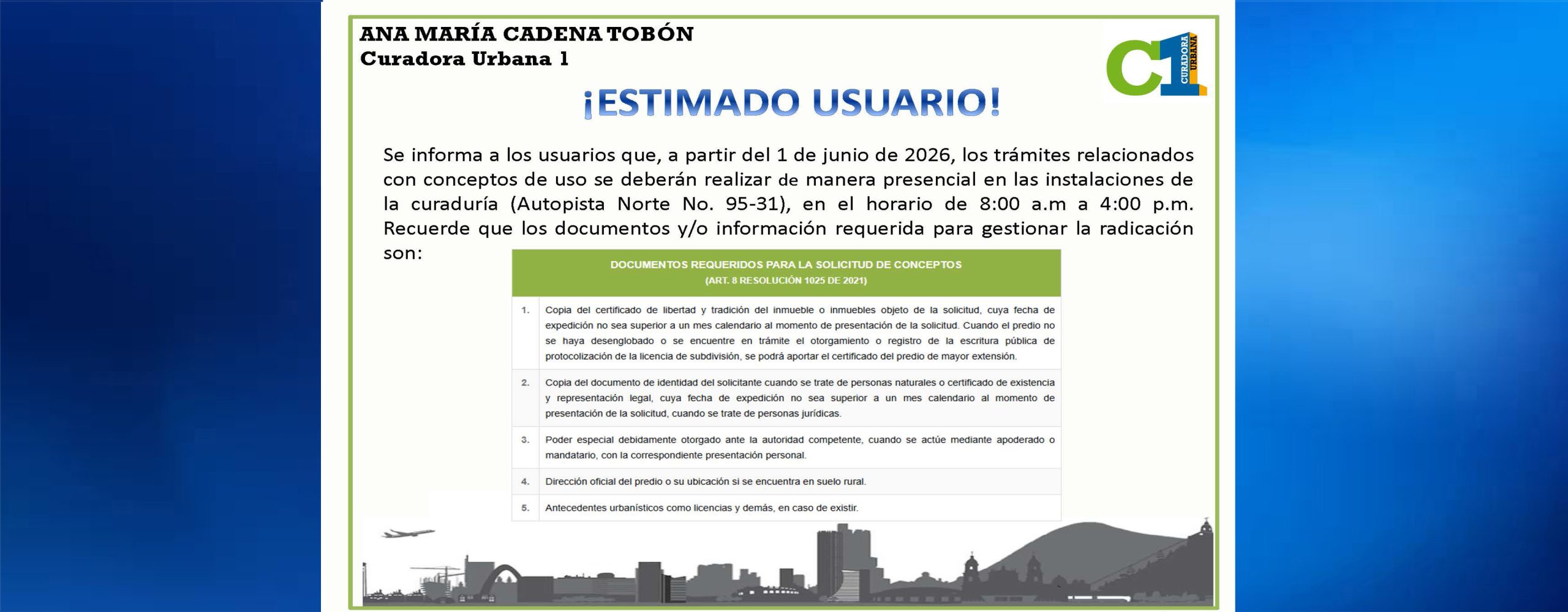 los trámites relacionados con conceptos de uso se deberán realizar de manera presencial