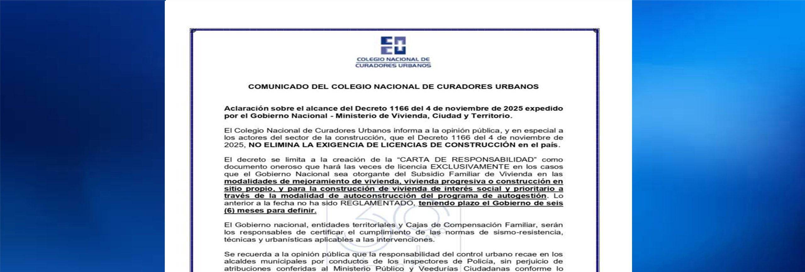 2025-11-12 Comunicado Colegio Nacional de Curadores Decreto 1166